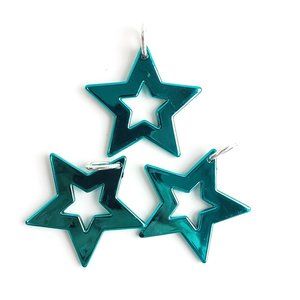 4/$20 Blue metallic star shoe charm Roller Skate shoelace star charm